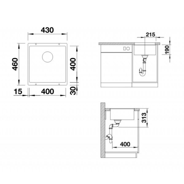 Кухонна мийка Blanco SUBLINE 400-U (527166) ніжний білий