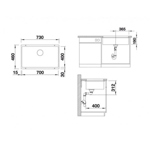 Кухонна мийка Blanco SUBLINE 700-U (527356) вулканічний сірий