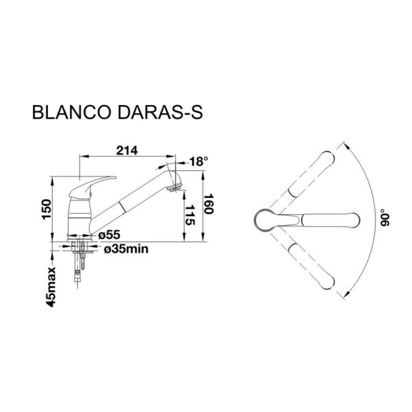 Кухонний змішувач Blanco DARAS-S (526153) чорний