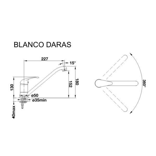 Кухонний змішувач Blanco DARAS (526152) чорний