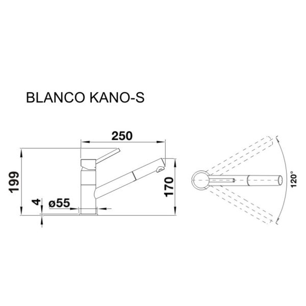 Кухонний змішувач Blanco KANO-S (526174) чорний