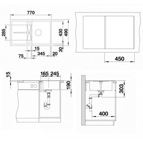 Кухонна мийка Blanco METRA 45 S-F (525917) чорний