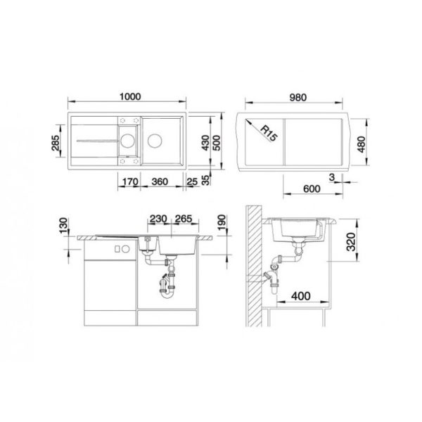 Кухонна мийка Blanco METRA 6S (513045) алюметалік