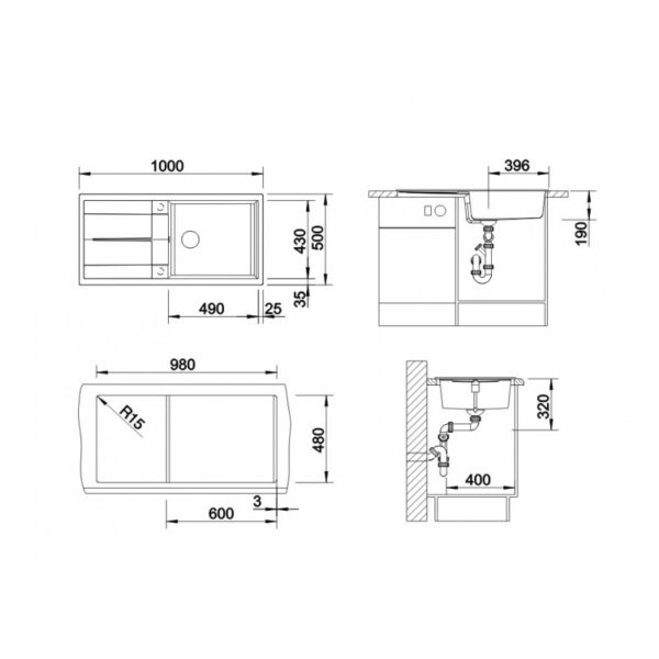 Кухонна мийка Blanco METRA XL 6S (518881) темна скеля