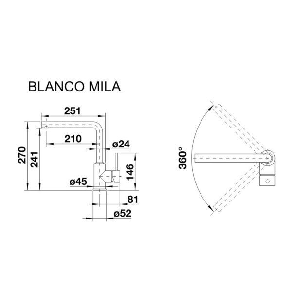 Кухонний змішувач Blanco MILA (526657) чорний матовий