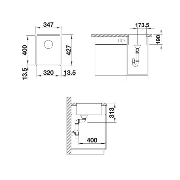 Кухонна мийка Blanco SUBLINE 320-F (525982) чорний