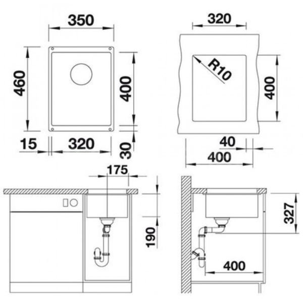 Кухонна мийка Blanco SUBLINE 320-U (523406) антрацит