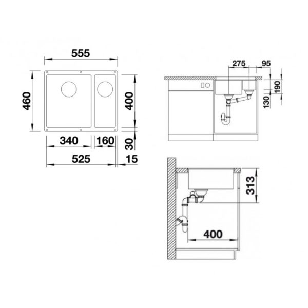 Кухонна мийка Blanco SUBLINE 340/160-U L (523552) білий