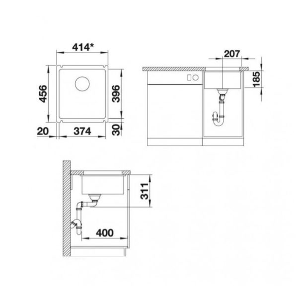 Кухонна мийка Blanco SUBLINE 375-U (523727) глянцевий магнолія