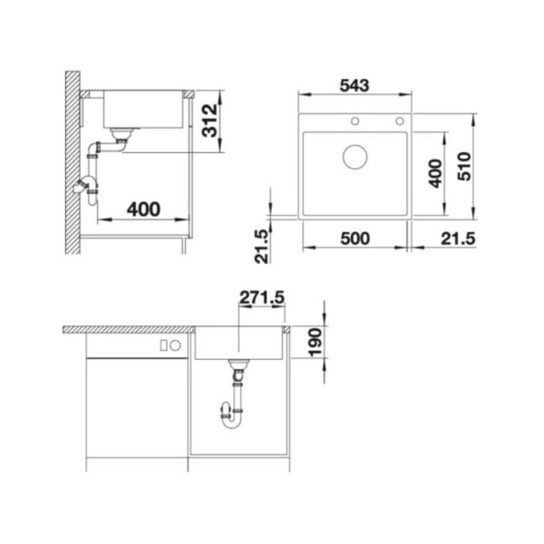 Кухонна мийка Blanco SUBLINE 500-IF/A SteelFrame (524111) антрацит / нержавіюча сталь