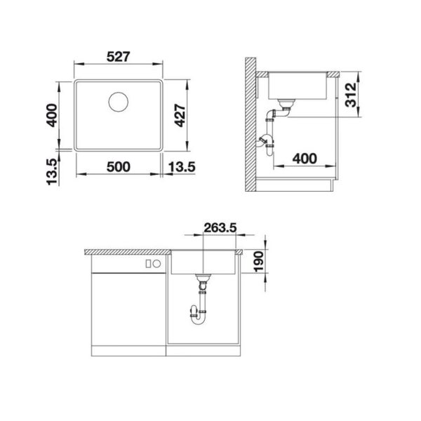 Кухонна мийка Blanco SUBLINE 500-F (523532) антрацит