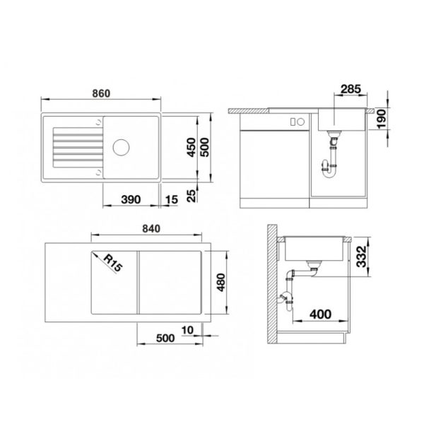 Кухонна мийка Blanco ZIA 5S (520513) алюметалік