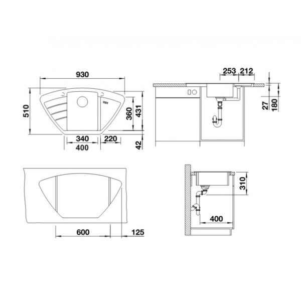 Кухонна мийка Blanco ZIA 9E (514764) антрацит